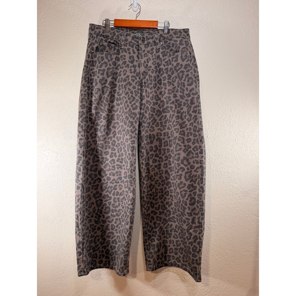 Wild Fable Low Rise Baggy Leopard Print Jeans Brown Black Size 8R